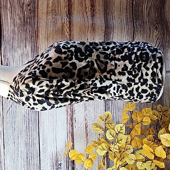 NEW STYLE & CO LEOPARD PRINT 3/4 GATHERED SLEEVE PULLOVER TOP BLOUSE - Picture 7 of 13